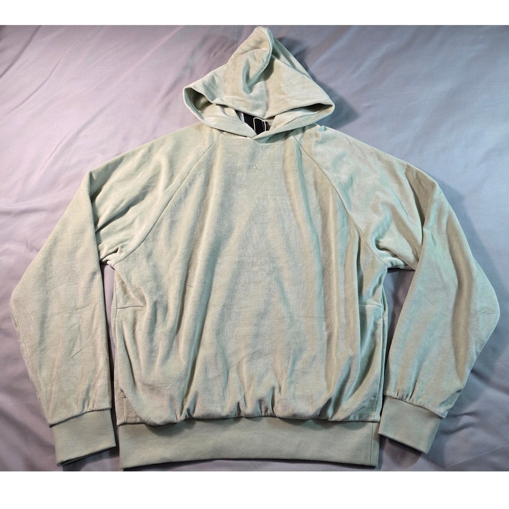 Adidas Velour Basketball Hoodie Sweatshirt Adult Small Halo Green IA3455 NEW